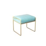 Petit Banc Pouf Velours Bleu