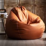 Pouf Poire Simili Cuir Orange