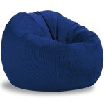 Pouf Poire Velours Côtelé Bleu