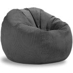 Pouf Poire Velours Côtelé Gris