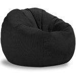 Pouf Poire Velours Côtelé Noir