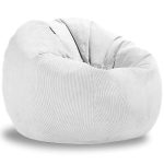 Pouf Poire Velours Côtelé Blanc